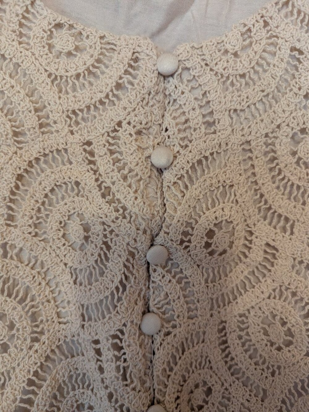 Mango Crochet Button Up Tank with Scalloped Hem - Picture 3 of 5